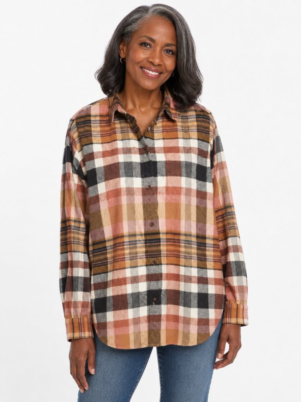 Madewell Pink Brown Plaid Cotton Button Down Casual Relaxed Boyfriend Shirt M